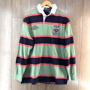 Polo Ralph Lauren Crest Striped Rugby Polo Green Blue Men's Size XL NWT